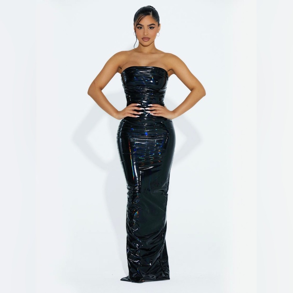 Naked Wardrobe The Vinyl Maxi Dress - Picture 4 of 14